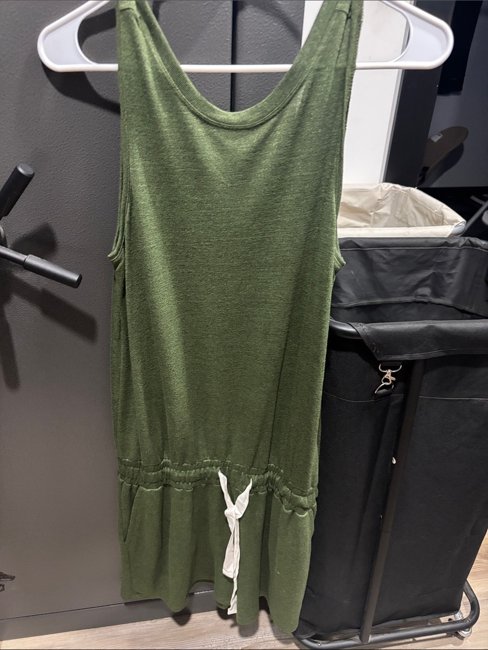 Women’s Olive Green Drawstring Tank Jumpsuit shorts